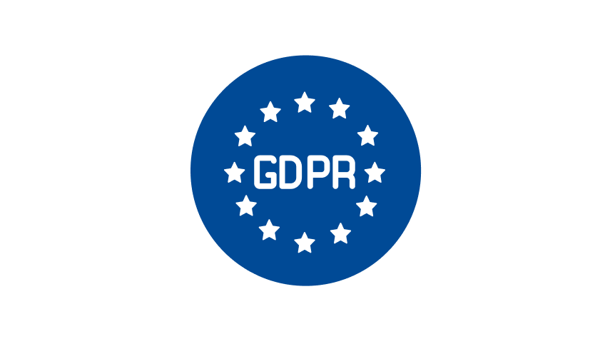 GDPR compliance badge with stars in a circle representing data privacy and protection GDPR compliance badge with stars in a circle representing data privacy and protection